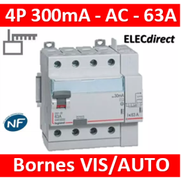 LEGRAND - Inter différentiel DX3-ID 4P 63A - 300mA - AC - Départ Haut - 5M - Réf : 411655
