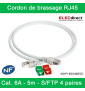 Schneider - Actassi - Cordon de brassage cat. 6A - S/FTP 4 paires -550 MHz LSZH - 5 mètres - gris - Réf : VDIP185X46050