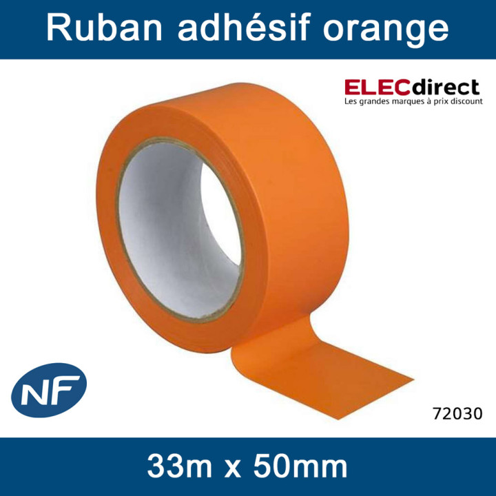 Eur'Ohm - Ruban de masquage adhésif - Couleur orange - 50mm x 33m - Réf : 72030