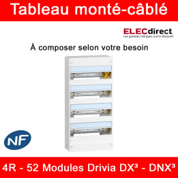 Legrand - Tableau monté-câblé : 4 rangées 52 modules - DX³ - DNX³ - à composer
