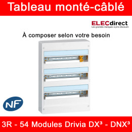 Legrand - Tableau monté-câblé : 3 rangées 54 modules - DX³ - DNX³ - à composer