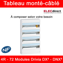 Legrand - Tableau monté-câblé : 4 rangées 72 modules - DX³ - DNX³ - à composer
