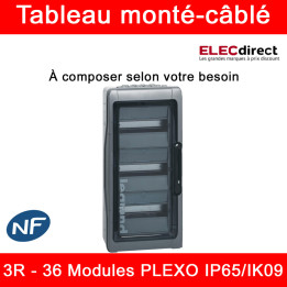 Legrand - Tableau Plexo monté-câblé : 3 rangées 36 modules - IP65/IK09 - DX³ - DNX³ - à composer