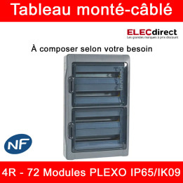 Legrand - Tableau Plexo monté-câblé : 4 rangées 72 modules - IP65/IK09 - DX³ - DNX³ - à composer