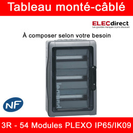 Legrand - Tableau Plexo monté-câblé : 3 rangées 54 modules - IP65/IK09 - DX³ - DNX³ - à composer