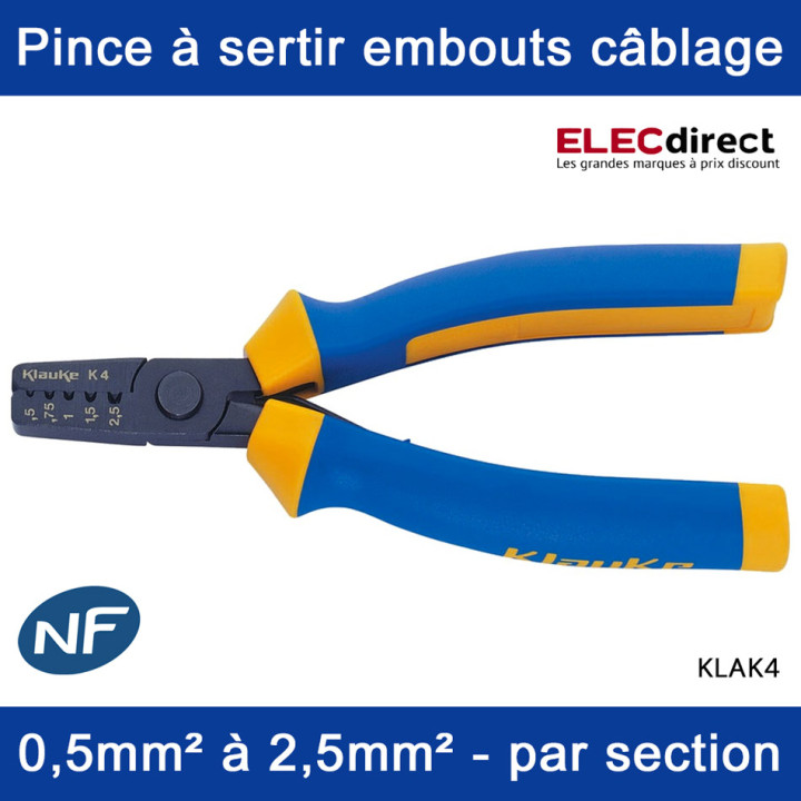 Klauke - Pince à sertir pour embouts de 0,5 à 2,5mm² - Réf : K4