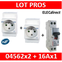 2 PC modulaire 2P+T 16A DIGITAL + disjoncteur 16A - 04562x2 + 406774