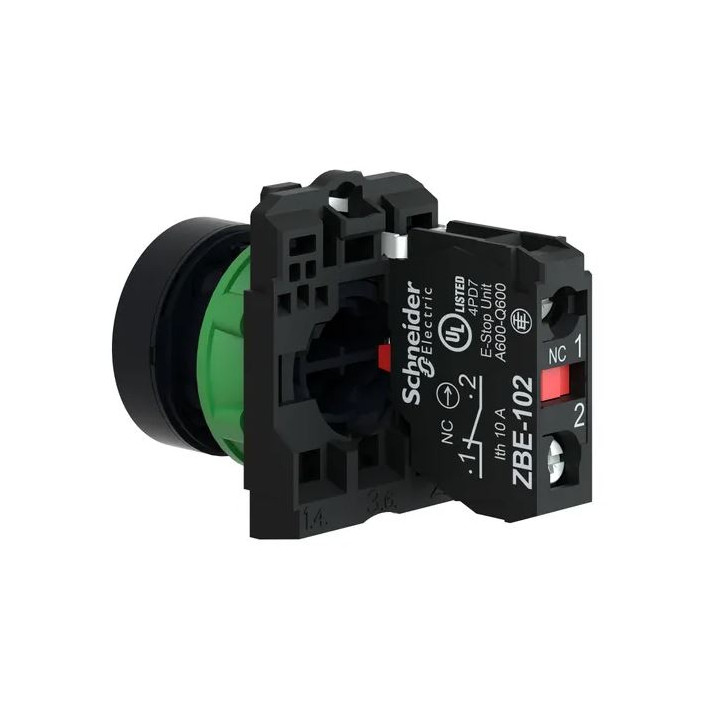 Schneider - Harmony XB5 - Bouton poussoir à impulsion Ø22 - 1O - rouge - vis étrier -  Réf : XB5AA42