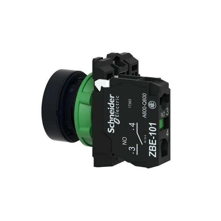 Schneider - Harmony XB5 - Bouton poussoir à impulsion Ø22 - 1F - vert - vis étrier -  Réf : XB5AA31