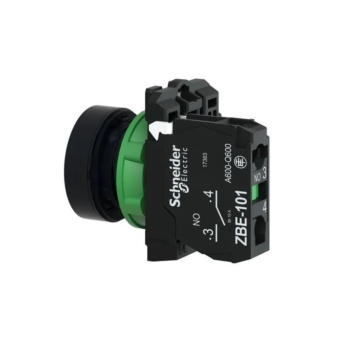 Schneider - Harmony XB5 - Bouton poussoir à impulsion Ø22 - 1F - noir - vis étrier -  Réf : XB5AA21