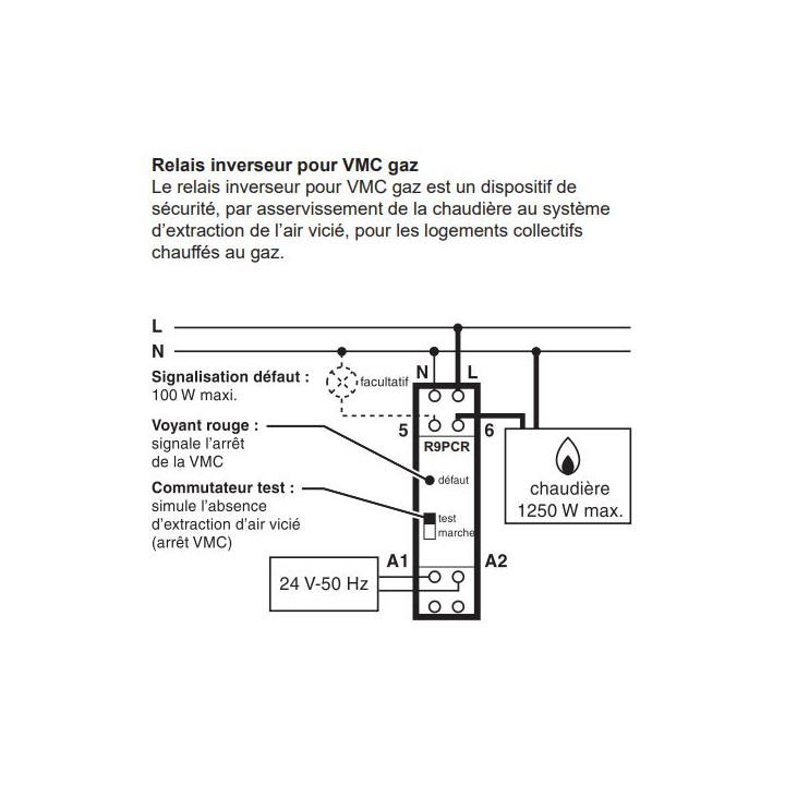 Resi9 XP - relais inverseur pour VMC - DSC - gaz - Réf : R9PCR