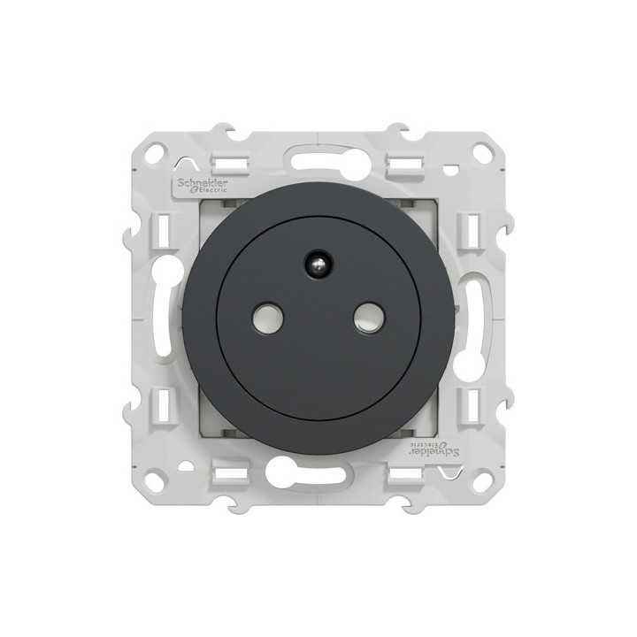 Schneider - Prise de courant Odace affleurante - Anthracite - 2P+T - 16A - 250V - Bornes auto - Réf : S540052