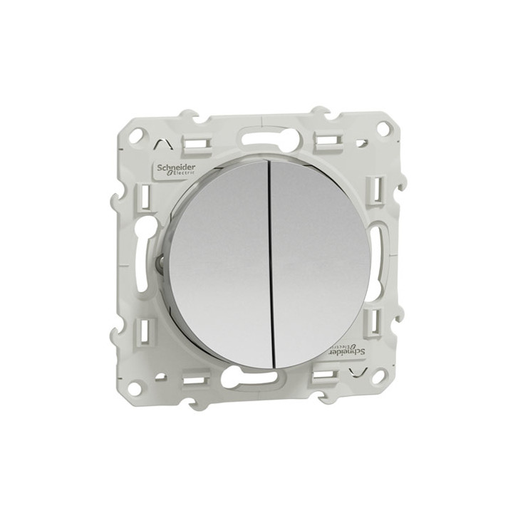 Schneider - Interrupteur double va et vient Odace - Alu - 10A - 250V - Bornes auto - Réf : S530214