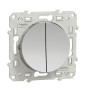 Schneider - Odace - Interrupteur double va et vient - Aluminium - 10A - 250V - Bornes auto - Réf : S530214