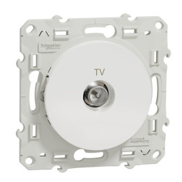 Schneider - Prise simple TV Odace - Blanc - Antenne - Bornes auto - Réf : S520445