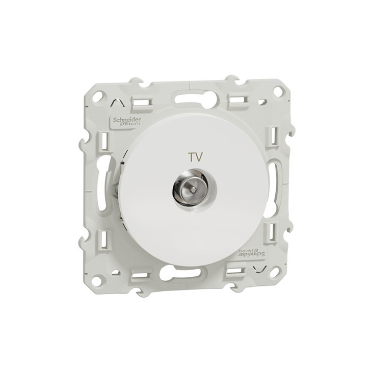 Schneider - Prise simple TV Odace - Blanc - Antenne - Bornes auto - Réf : S520445