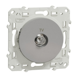 Schneider - Prise simple TV Odace - Alu - Antenne - Bornes auto - Réf : S530445
