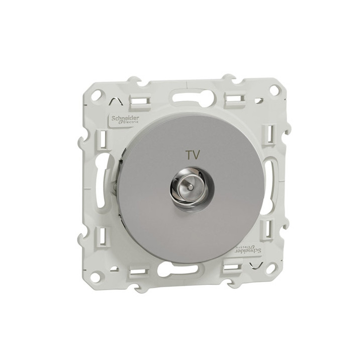 Schneider - Prise simple TV Odace - Alu - Antenne - Bornes auto - Réf : S530445