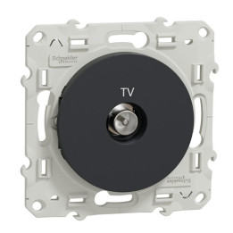 Schneider - Prise simple TV Odace - Anthracite - Antenne - Bornes auto - Réf : S540445