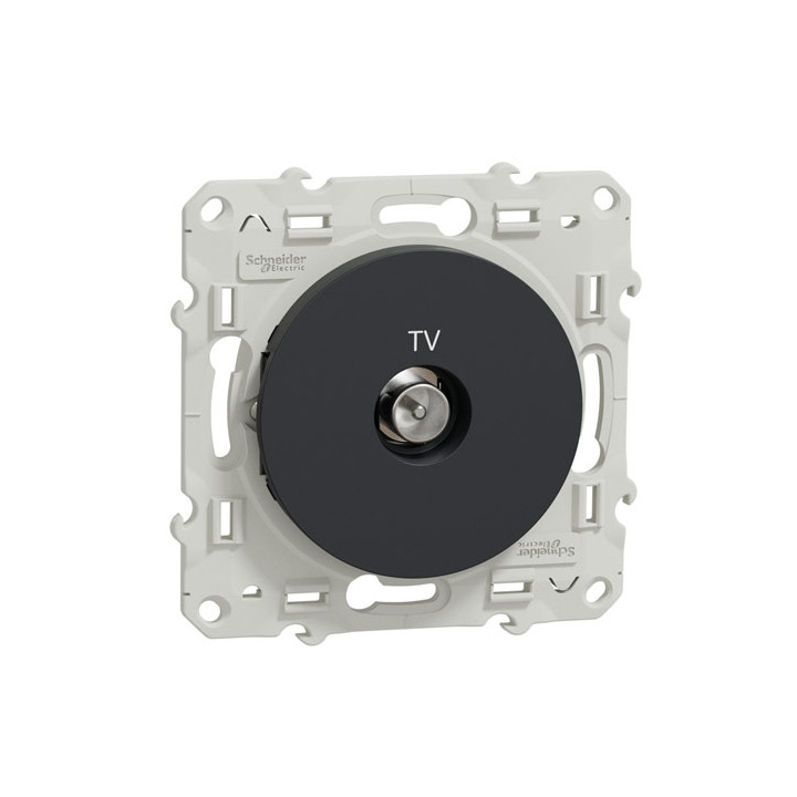 Schneider - Prise simple TV Odace - Anthracite - Antenne - Bornes auto - Réf : S540445