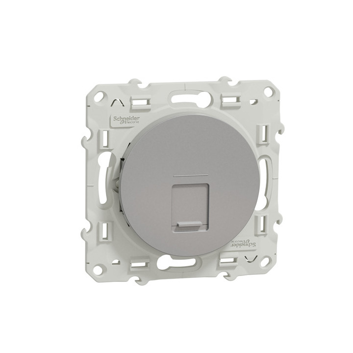 Schneider - Prise RJ45 Grade 3 Odace - Alu - Catégorie 6 STP - Multimédia - IDC - Réf : S530476