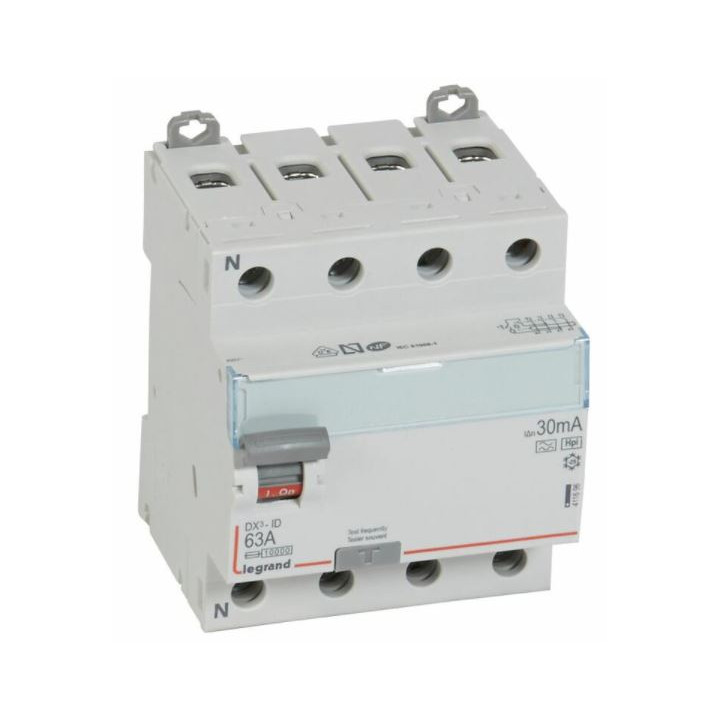 Legrand - Inter diff DX3 - ID 4P 63A - 30mA - F - Réf : 411696