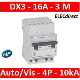 Legrand - Disjoncteur DX³ 6000 - auto/vis- 4P- 400V - 16A - courbeC-peigne HX³ opti 4P - 3M - 407914