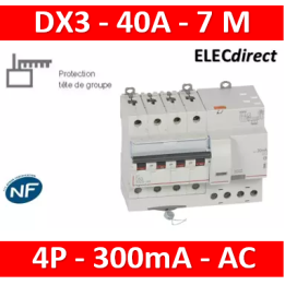 LEGRAND - Disjoncteur différentiel DX3 4P - 40A - 300ma - AC - Réf : 411220