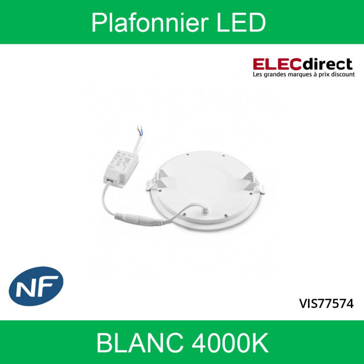Miidex - Plafonnier LED Blanc Ø230 18W 4000°K - Réf : 77574