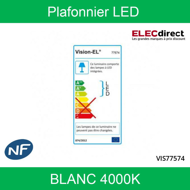 Miidex - Plafonnier LED Blanc Ø230 18W 4000°K - Réf : 77574