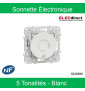 Schneider - Sonnette électronique Odace - Blanc - 5 tonnalités - 70 dB/1m - 10A - 230V - Réf : S520580