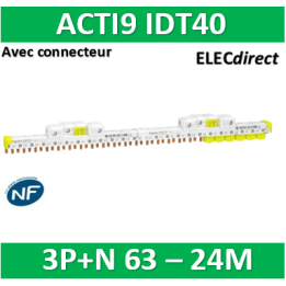 Schneider - Acti9 iDT40 - peigne avec connecteur - 3P+N - 24 modules de 18mm - 63A - A9XPP724