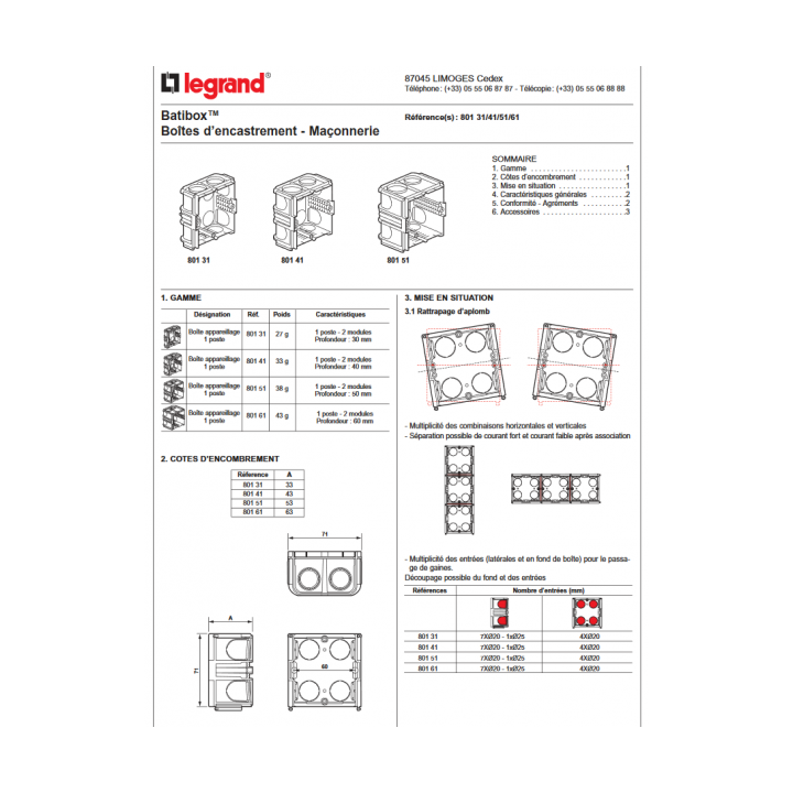 Legrand - LOT - Boîte à sceller monoposte prof. 40mm - Réf : 080141X100
