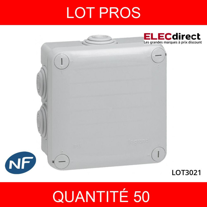 LEGRAND - LOT - Boîte de dérivation étanche IP55 - 105x105x55 - Réf : 092022x50