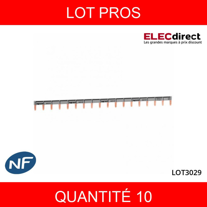 LEGRAND - LOT - Peigne HX optimisé uni long. 18 Modules - Réf : 404928X10