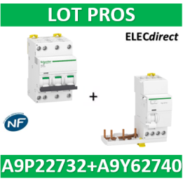 Schneider IDT40T - Disjoncteur 3P+N - 32A - 6kA - courbe C + Bloc diff. 40A 30mA AC - A9P22732+A9Y62740