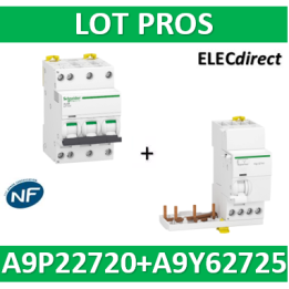 Schneider IDT40T - Disjoncteur 3P+N - 20A - 6kA - courbe C + Bloc diff. 25A 30mA AC - A9P22720+A9Y62725