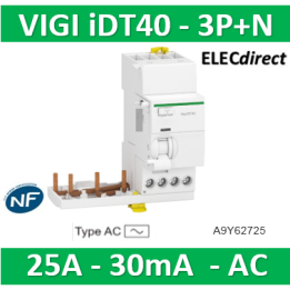Schneider - Acti9 iDT40 - module différentiel Vigi - départ iDT40 - 3P+N 25A 30mA type AC-A9Y62725