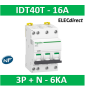 Schneider - Acti9 iDT40T - disjoncteur modulaire - 3P+N - 16A - courbe C - 4500A/6kA - A9P22716