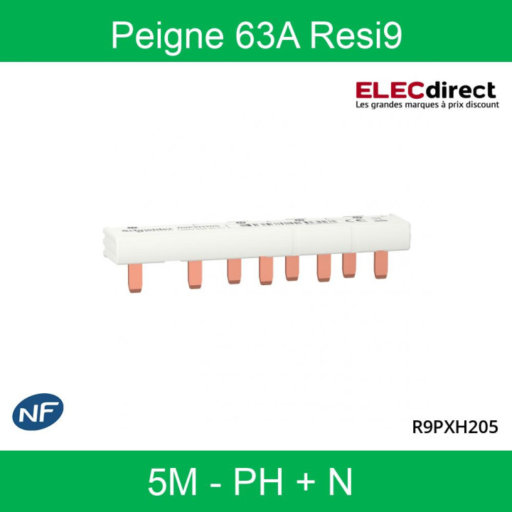 Schneider - Resi9 XP - monobloc Peigne Neutre+Phase 5M - 63A - R9PXH205