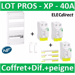 Schneider - Resi9 - coffret 13M à VIS - 3R + différentiel type A et 2 AC + peignes H. et V