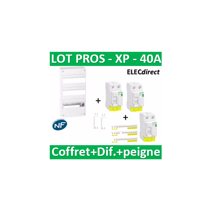 Schneider - Resi9 - coffret 13M à VIS - 3R + différentiel type A et 2 AC + peignes H. et V