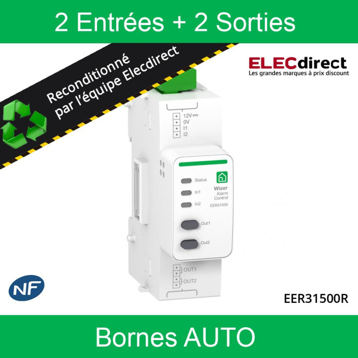 Schneider - Wiser Energy - Module récepteur 2 entrées + 2 sorties - Alarme + Contrôle + Comptage - Réf : EER31500R