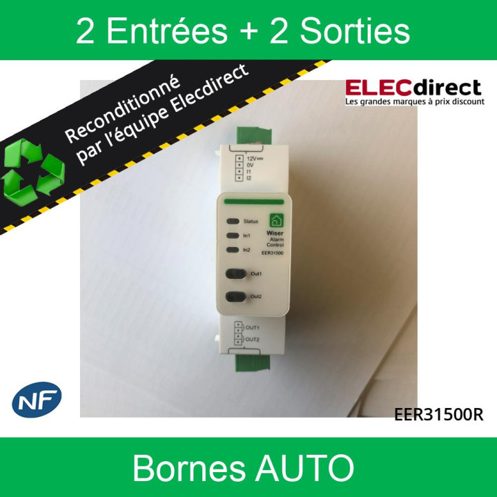 Schneider - Wiser Energy - Module récepteur 2 entrées + 2 sorties - Alarme + Contrôle + Comptage - Réf : EER31500R
