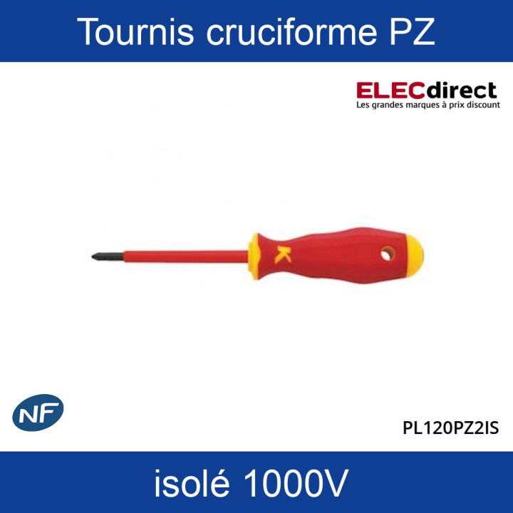 Klauke - Tournevis cruciforme pozidriv PZ2 isolé 1000V - Réf : KL120PZ2IS