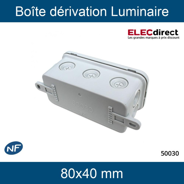 EUR'OHM - Boîte Dérivation mono-matière pour luminaire 80 x 40 mm - EUR50030