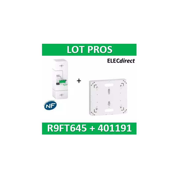 Disjoncteur de branchement EDF 15A/45A instantané + Platine Legrand - 500mA - bipolaire - R9FT645+401191