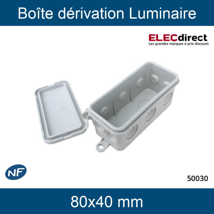 EUR'OHM - Boîte Dérivation mono-matière pour luminaire 80 x 40 mm - EUR50030