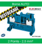 Schneider - Borne automatique - passant - 2 points - 2,5mm² - Bleu - Réf : NSYTRP22BL