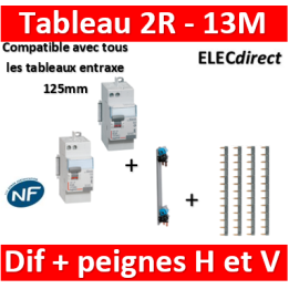 Legrand - Peignes Vertical + 4 peignes horizontaux + dif. 40A A 30mA+ Dif. 40A AC 30mA - 405000+404926x4+411651+411650